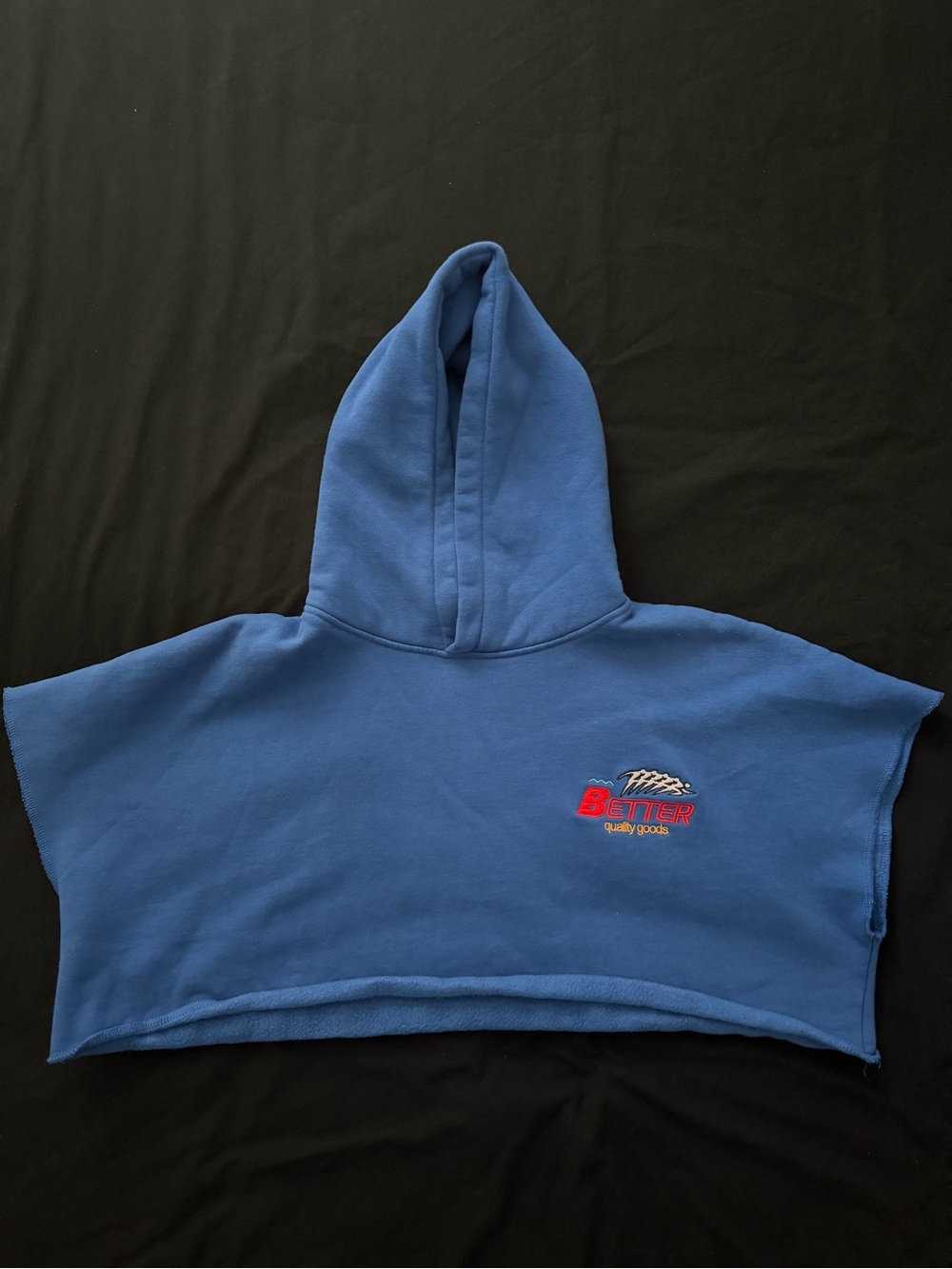 Unisex Blue Cropped Hoodie with 'Better' Logo - Adult Top